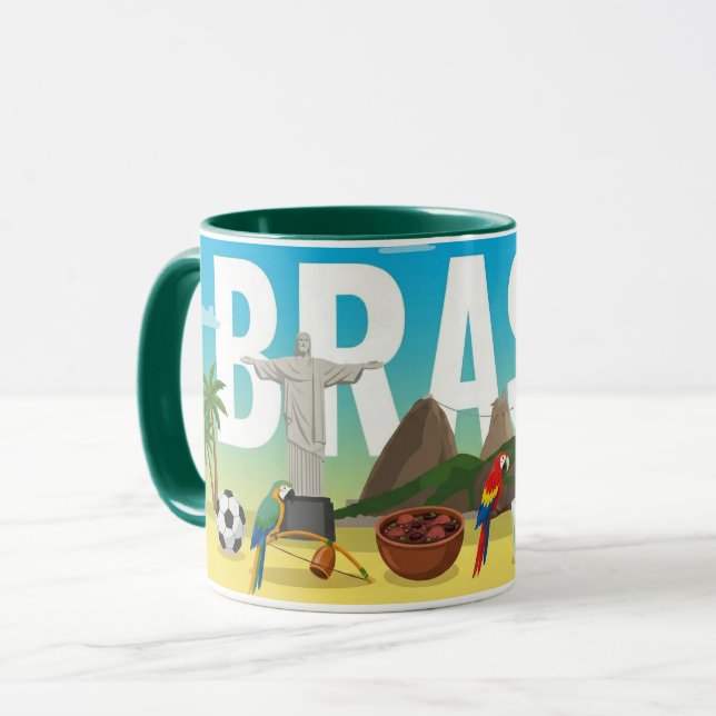Brazil Travel Mug – Rio Carnival & Landmarks (Front Left)