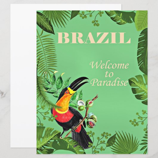 Brazil Travel Poster, Toucan, (Front/Back)