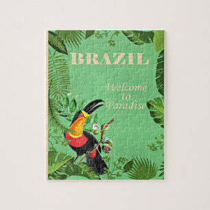 Brazil Travel Poster, Toucan, Jigsaw Puzzle