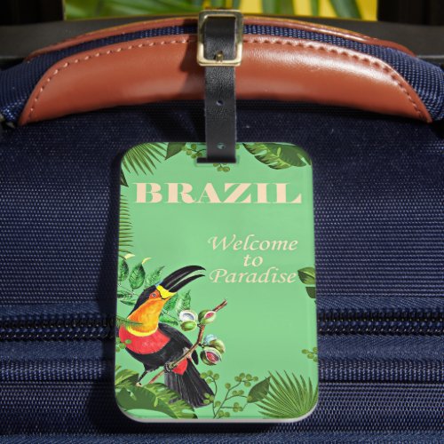 Brazil Travel Poster Toucan Luggage Tag