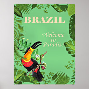 Brazil Travel Poster, Toucan, Poster