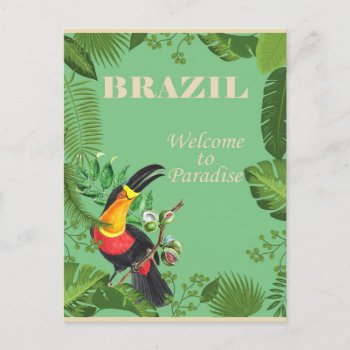 Brazil Tropical Forest Toucan Vintage Postcard by LittleLittleDesign at Zazzle