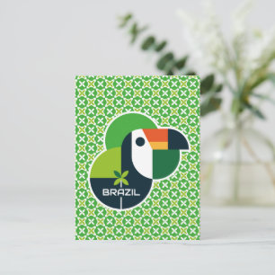 Brazil Tropical Geometric Toucan Personalized Art Postcard