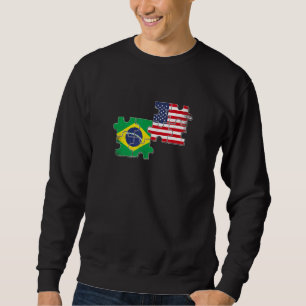 Brazil USA Brazilian American Flag Sweatshirt