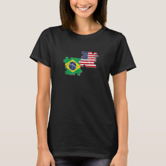 Brazil USA Brazilian American Flag T-Shirt