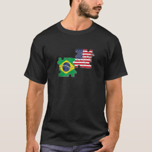 Brazil USA Brazilian American Flag T-Shirt