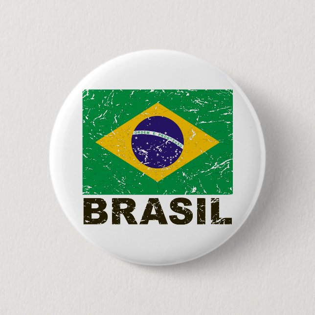 Brazil Vintage Flag Button (Front)