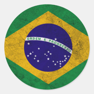 Brazil Vintage Flag Classic Round Sticker