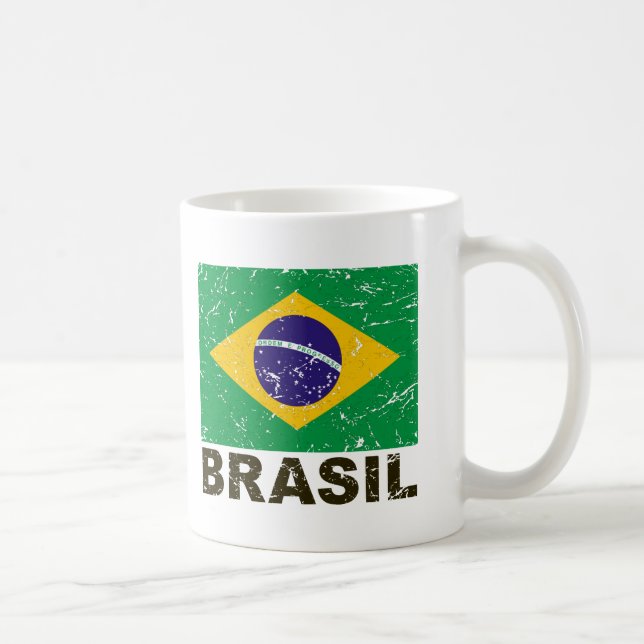 Brazil Vintage Flag Coffee Mug (Right)