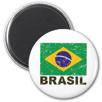 Brazil Vintage Flag Magnet by allworldtees at Zazzle