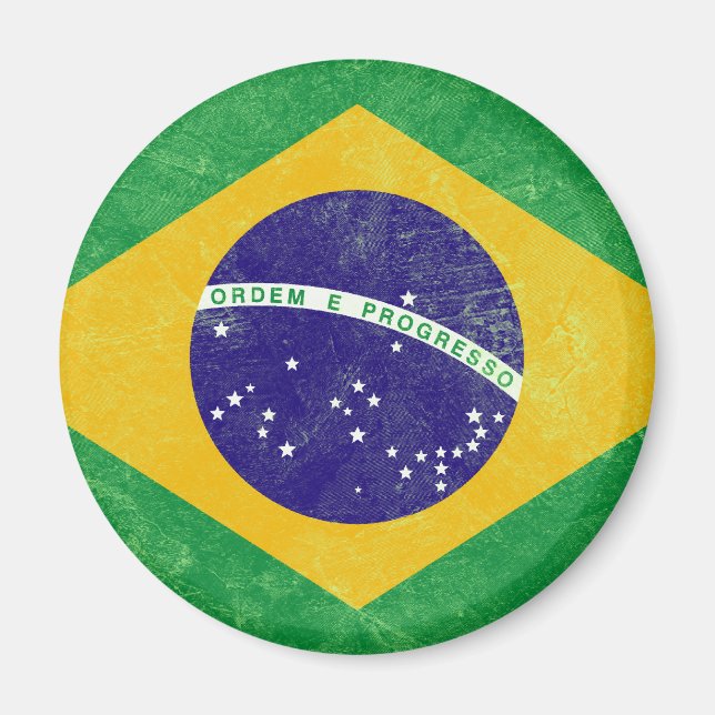 Brazil Vintage Flag Magnet (Front)
