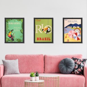 Brazil vintage posters wall art sets