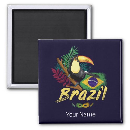 Brazil Vintage Toucan Flag Samba Mask Souvenir Magnet