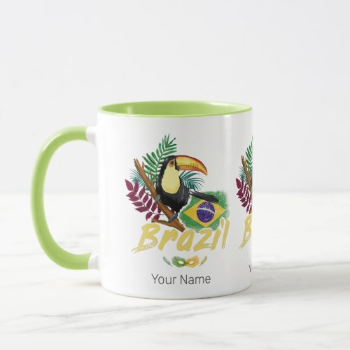 Brazil Vintage Toucan Flag Samba Mask Souvenir Mug