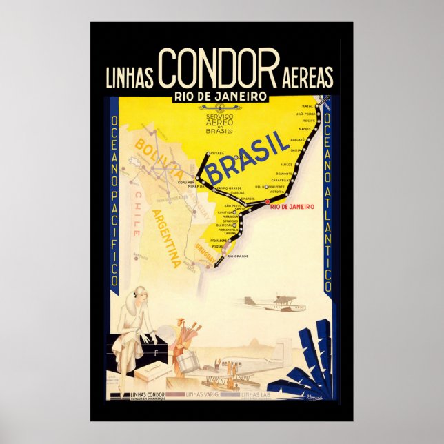 "Brazil" Vintage Travel Poster (Front)