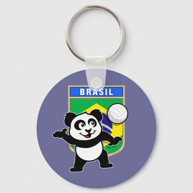 Brazil Volleyball Panda Keychain (Front)