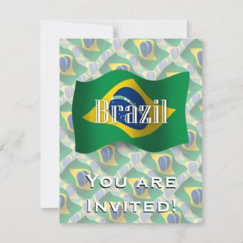 Brazil Waving Flag Invitation by representshop at Zazzle