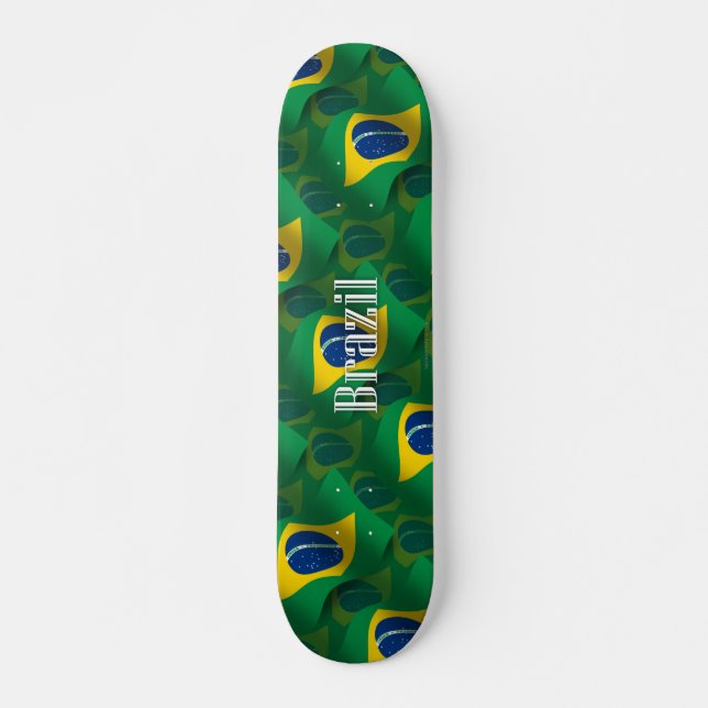 Brazil Waving Flag Skateboard Deck (Front)