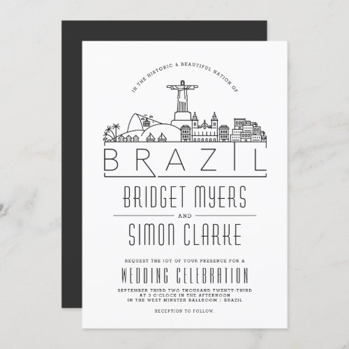 Brazil Wedding  Stylized Skyline Invitation