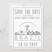 Brazil Wedding Stylized Skyline Save the Date