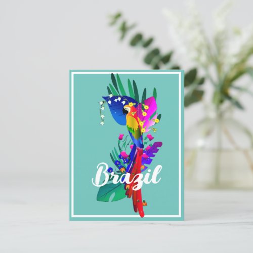 Brazil with Colorful Parrot Postcard