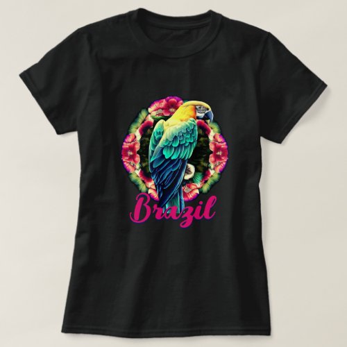 Brazil with Colorful Parrot T_Shirt