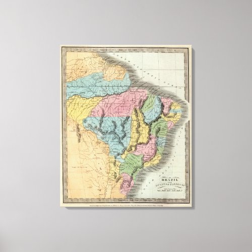 Brazil With Guiana and Paraguay Canvas Print