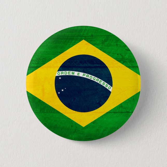 Brazil Wood Flag Button (Front)