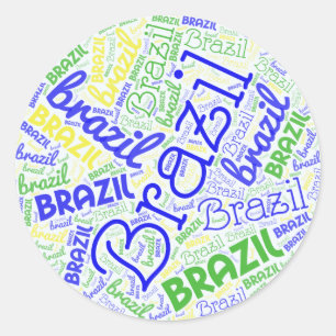 Brazil Word Cloud Classic Round Sticker
