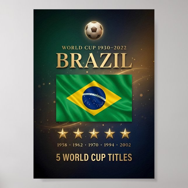 Brazil World Cup Champions Poster | 5-Time Victory (Front)