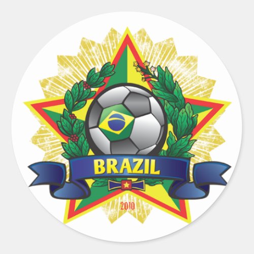 Brazil World Cup Soccer Classic Round Sticker