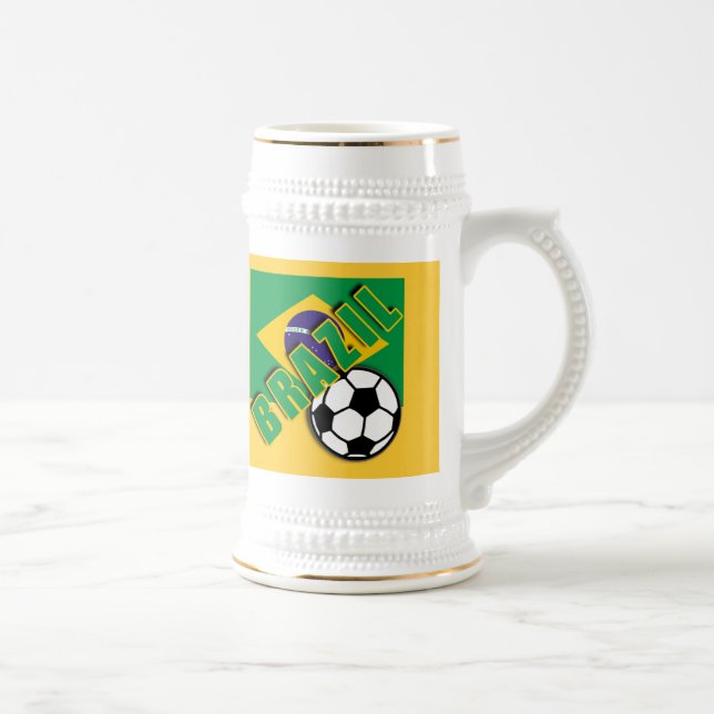 BRAZIL World Soccer Fan Tshirts Beer Stein (Right)