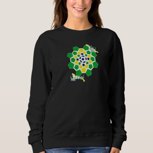 Brazil World Soccer Geometric Flag Color Sweatshirt