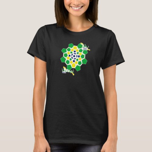 Brazil World Soccer Geometric Flag Color T_Shirt