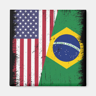 Brazilian-American Flag Brazil Magnet