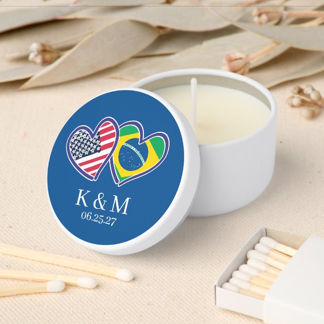 Brazilian American Heart Flags Mini Candle Favors (Insitu)
