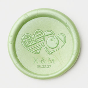 Brazilian American Heart Flags Wax Seal Sticker