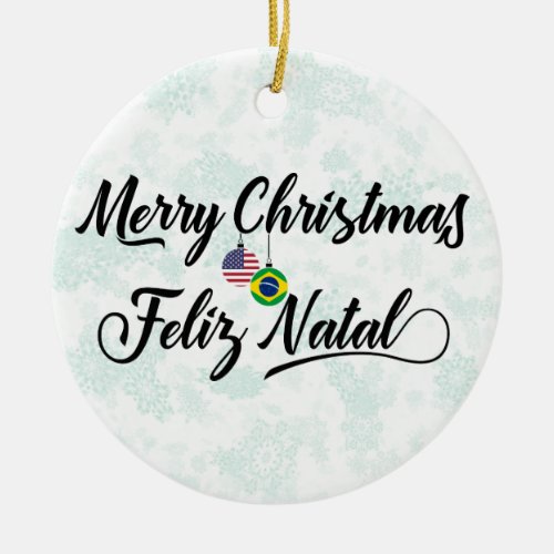 Brazilian American Holiday Decoration Feliz Natal Ceramic Ornament