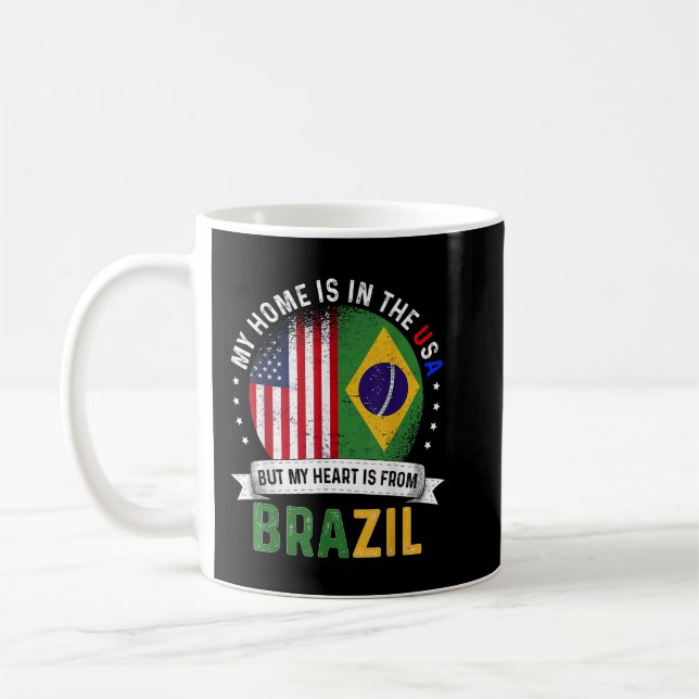 Brazilian American Patriot Heart is from Brazil Fl Coffee Mug (Left)