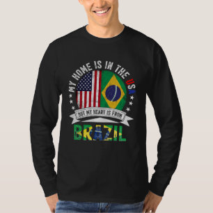 Brazilian American Patriot Heart is from Brazil Fl T-Shirt