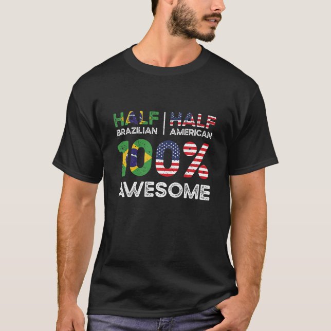 Brazilian American Patriot USA Grown Brazil US Fla T-Shirt (Front)