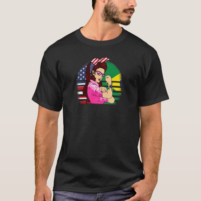 BRAZILIAN American ROOTS USA Brazil Flag Brazilian T-Shirt (Front)
