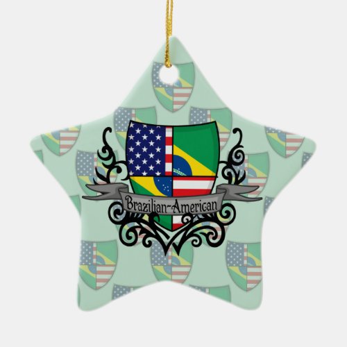 Brazilian_American Shield Flag Ceramic Ornament