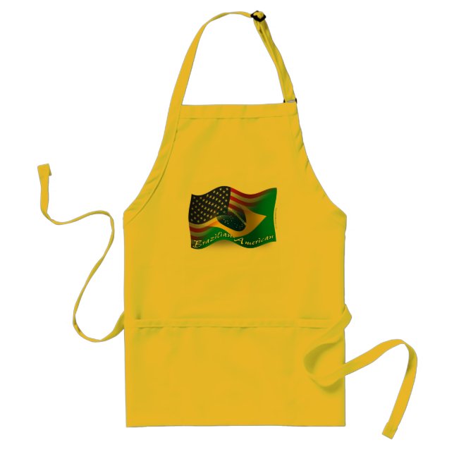 Brazilian-American Waving Flag Adult Apron (Front)