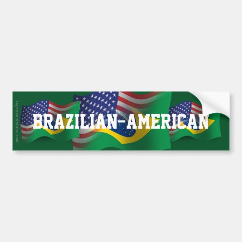 Brazilian_American Waving Flag Bumper Sticker