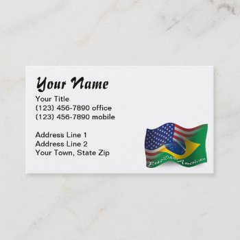 Brazilian-american Waving Flag Business Card by representshop at Zazzle