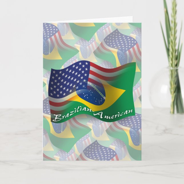 Brazilian-American Waving Flag Card (Front)