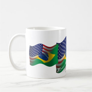 Brazilian-American Waving Flag Coffee Mug
