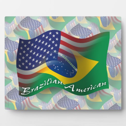 Brazilian_American Waving Flag Plaque