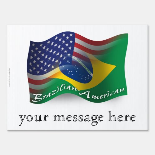 Brazilian_American Waving Flag Yard Sign